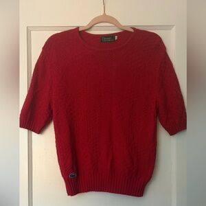 IZOD LACOSTE RED SHORT SLEEVE KNIT SWEATER
